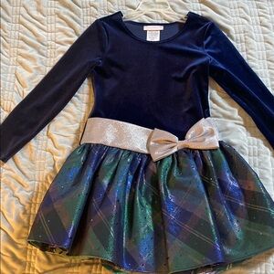 Bonnie Jean Navy Dress with Silver Accents